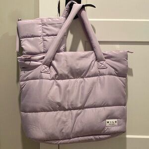 Wilo The Label Puffer Tote Bag with small pouch- Lavender Purple